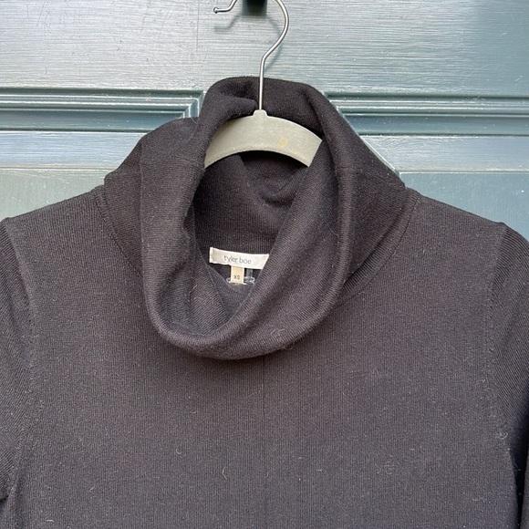 Tyler Boe Kim Black Cotton Cashmere Cowl Neck Dress - Picture 4 of 8
